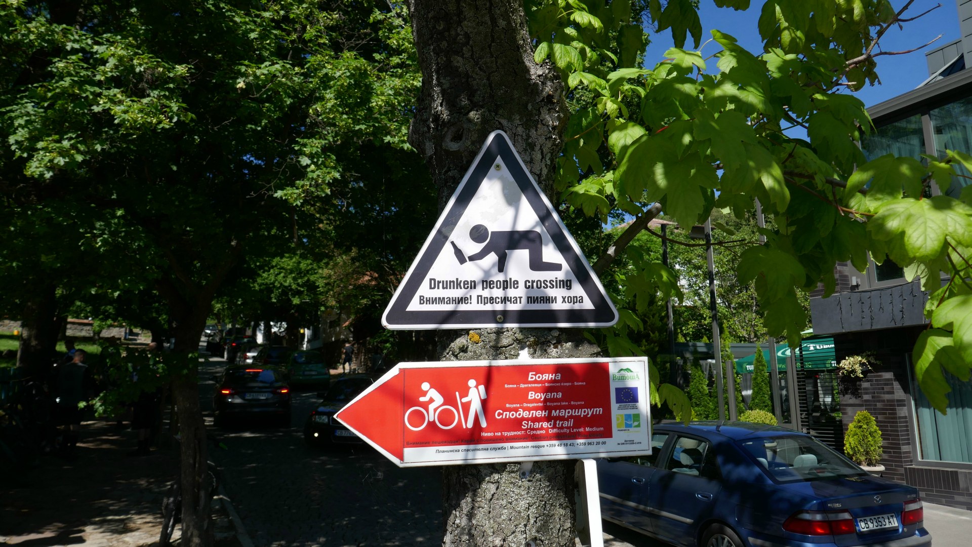 Amusing road sign, Boyana, Sofia, Bulgaria