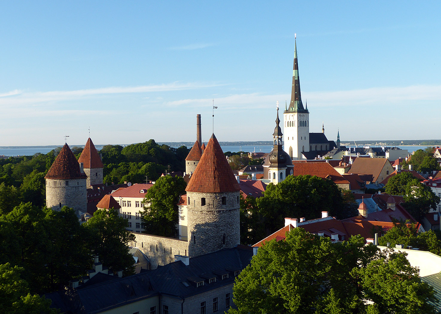 Towers of City Wall and St Olav's Church, Tallinn, Estonia
