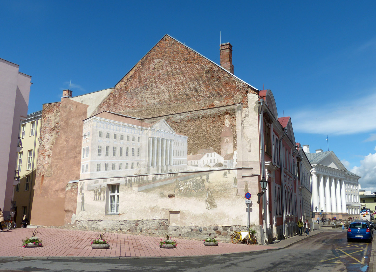 University Building and Mural, Tartu, Estonia