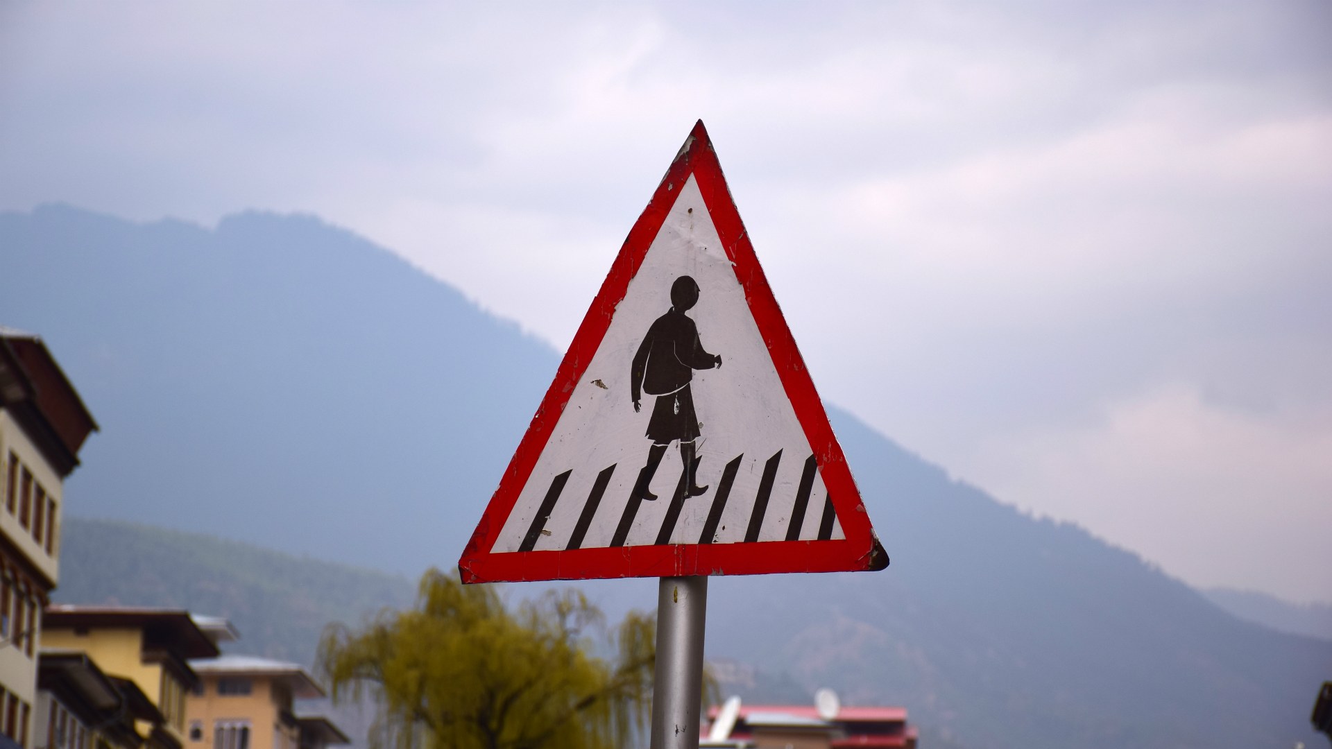 Pedestrian Crossing Sign, Thimphu