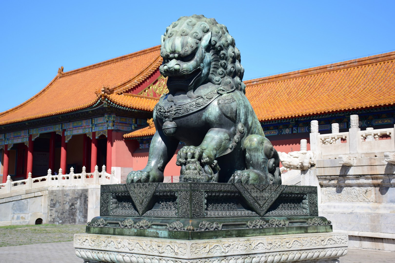 Lion in front of Gate of Supreme Harmony, Forbidden City, Beijing