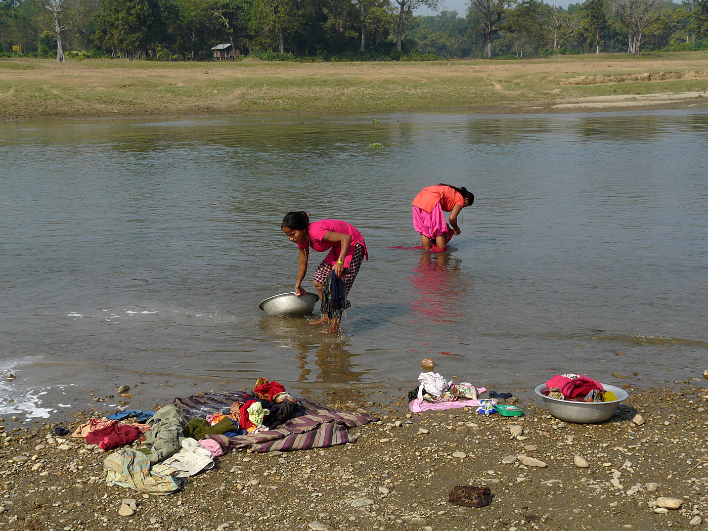 Washing clothes in Bhude Rapti River, Chitwan National Park