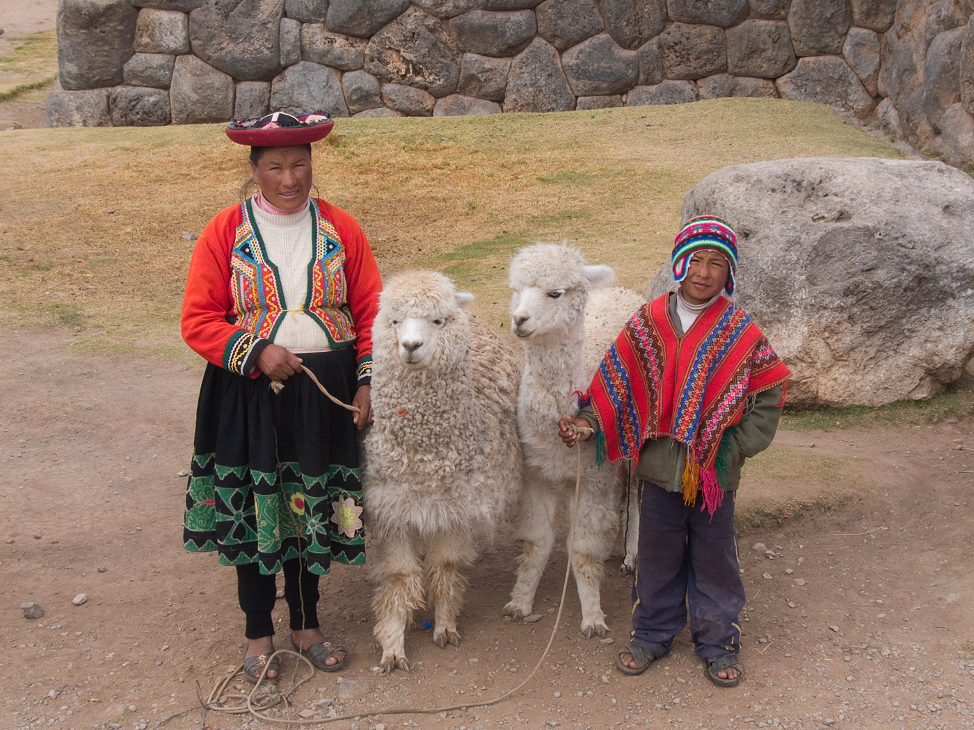 Locals with alpacas, Saqsaywaman