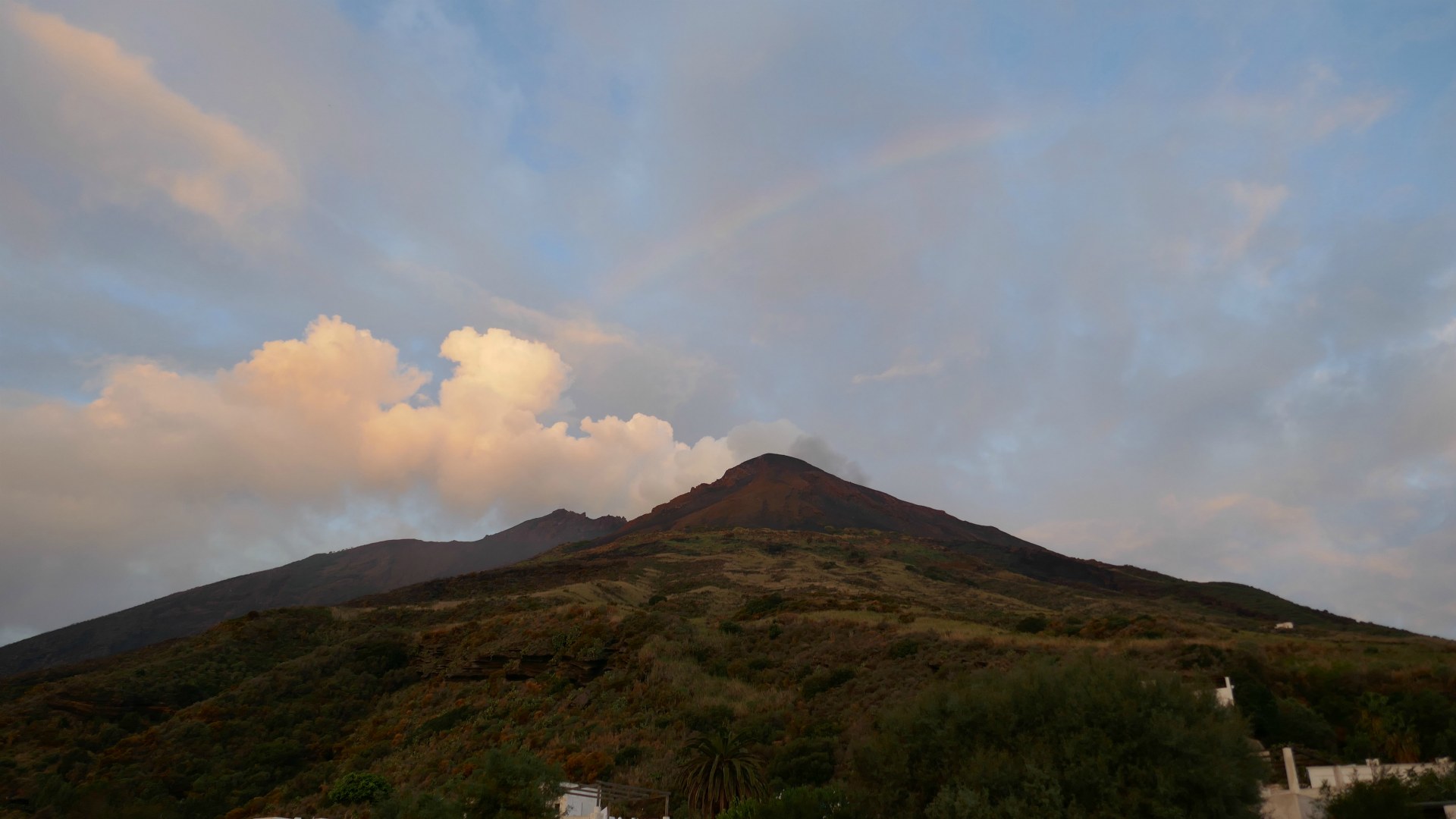Rainbow over volcano, Stromboli, Aeolian Islands