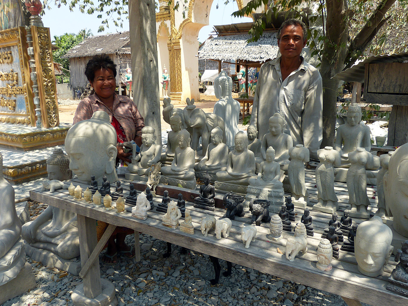 Stone carvings for sale, Kampong Thom, Cambodia
