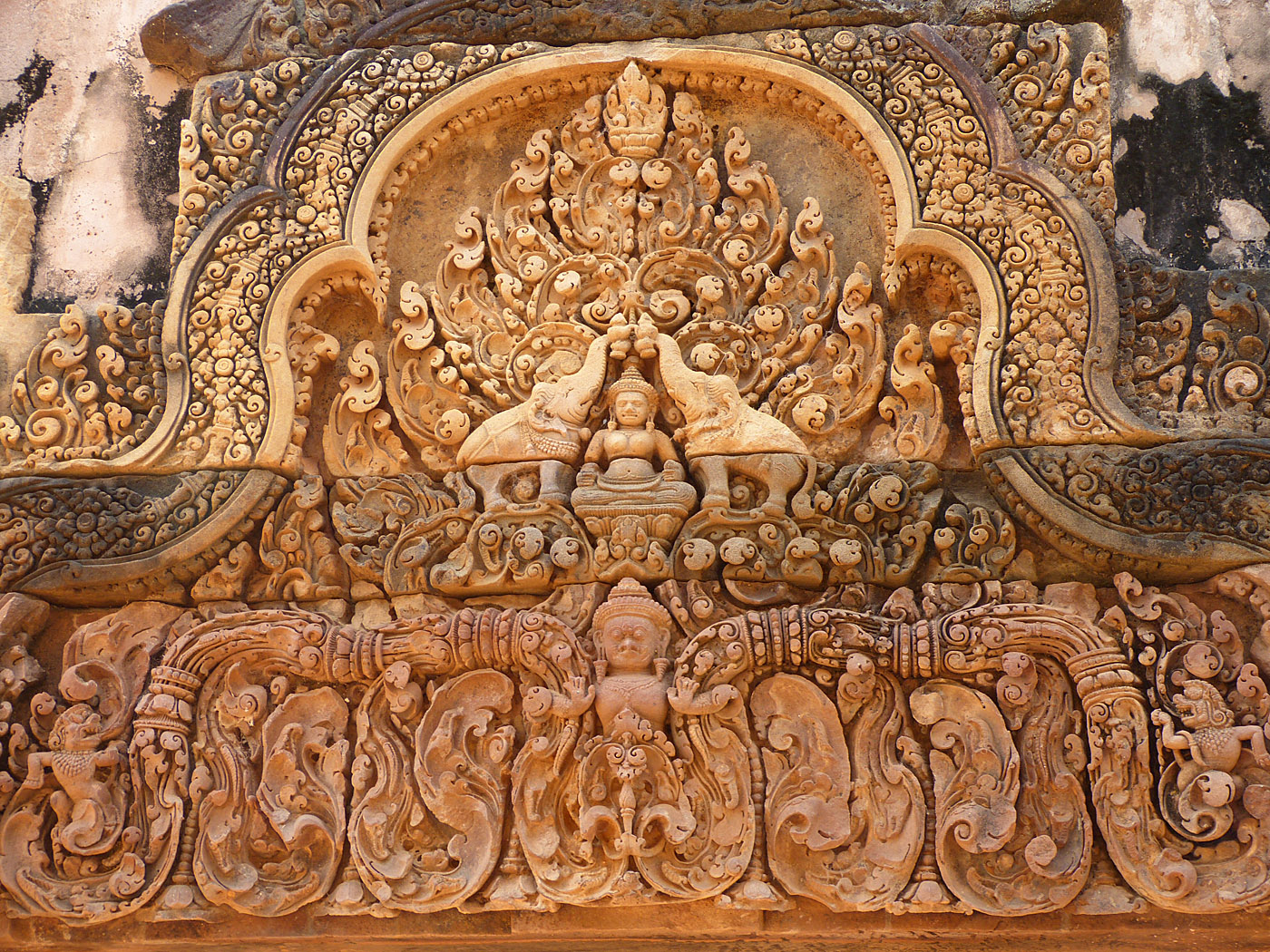 Carvings, Banteay Srei, Angkor complex,  Cambodia