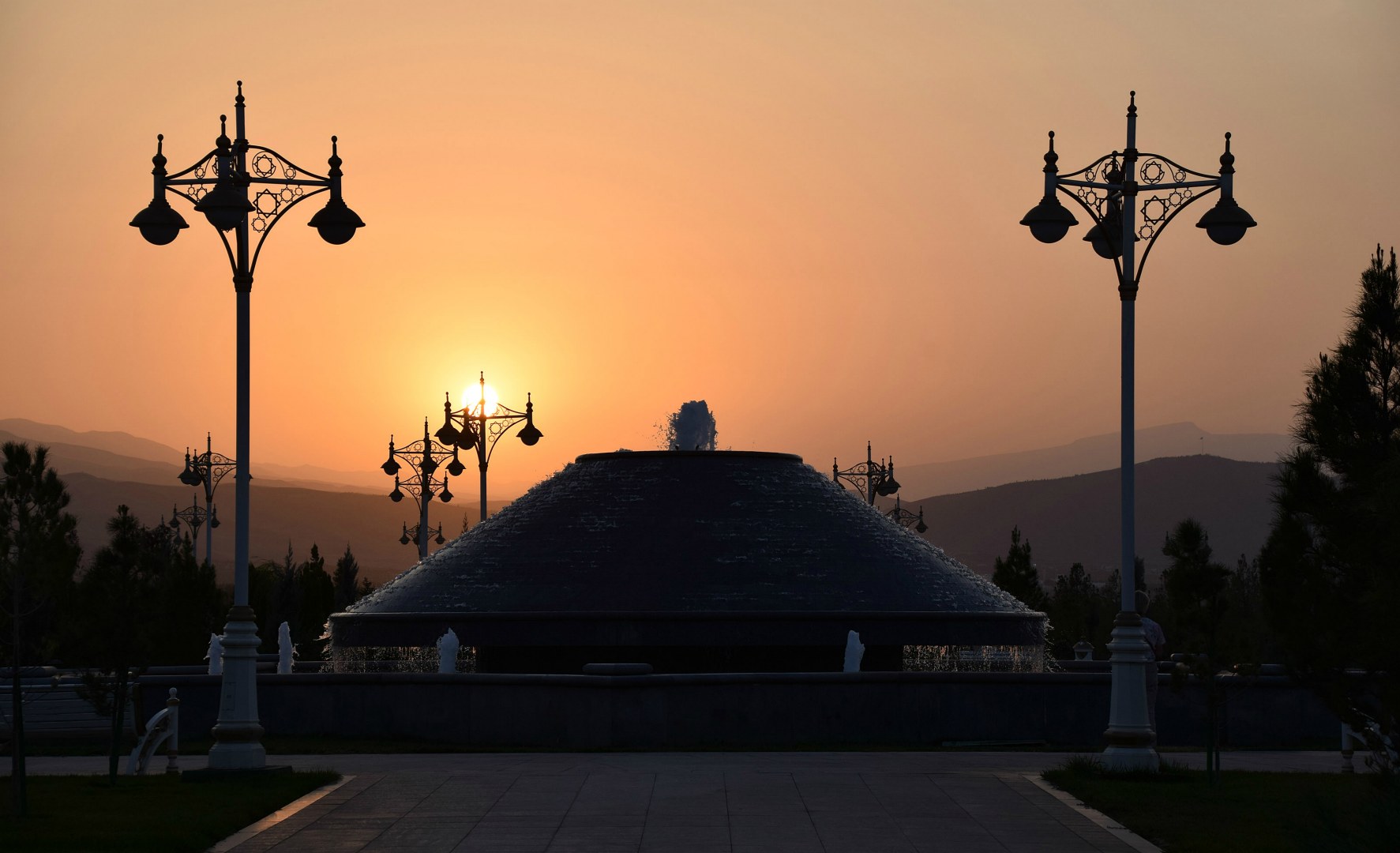 Fountain next to Neutrality Monument, Ashgabat