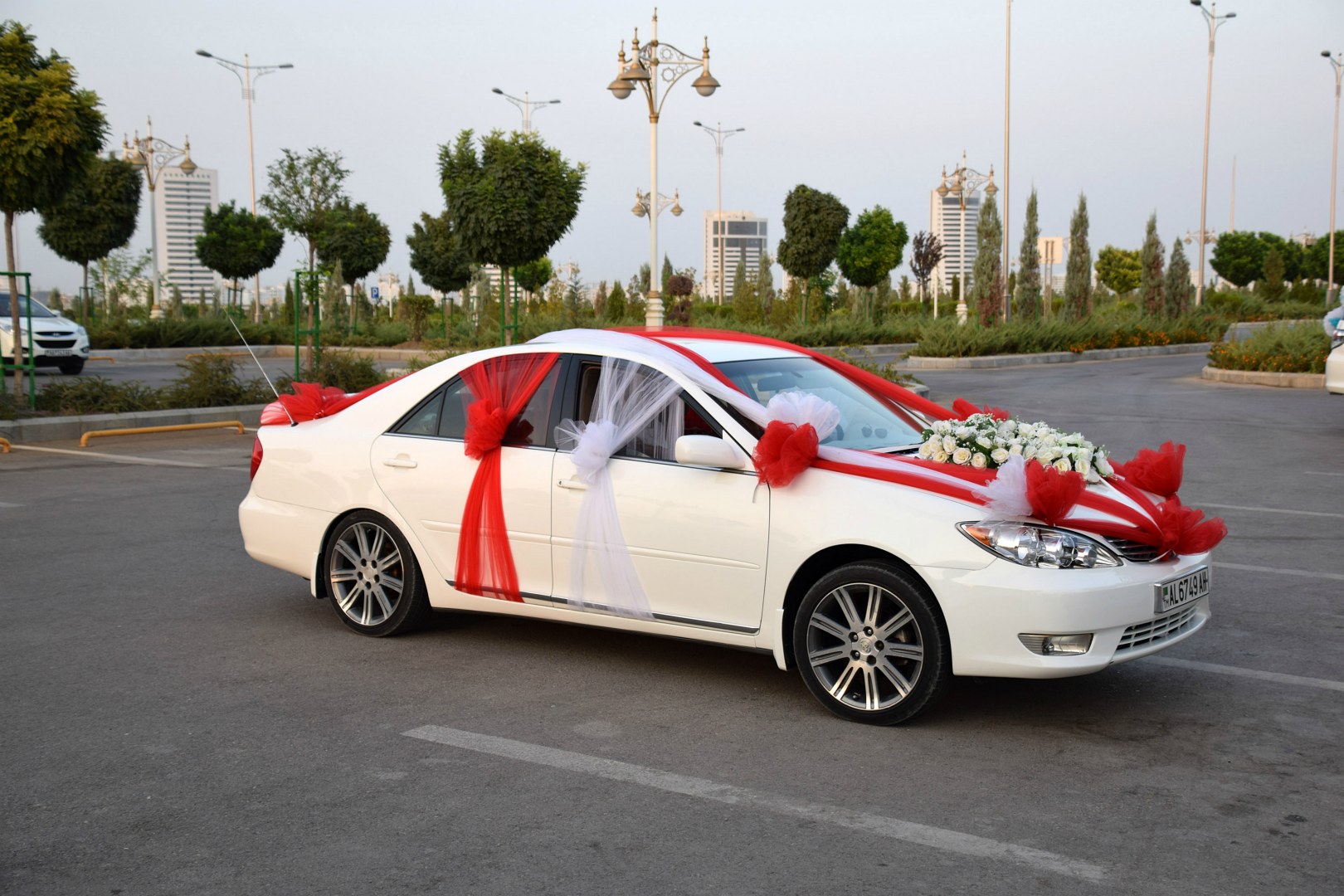 Car decorated for married couple, Ashgabat